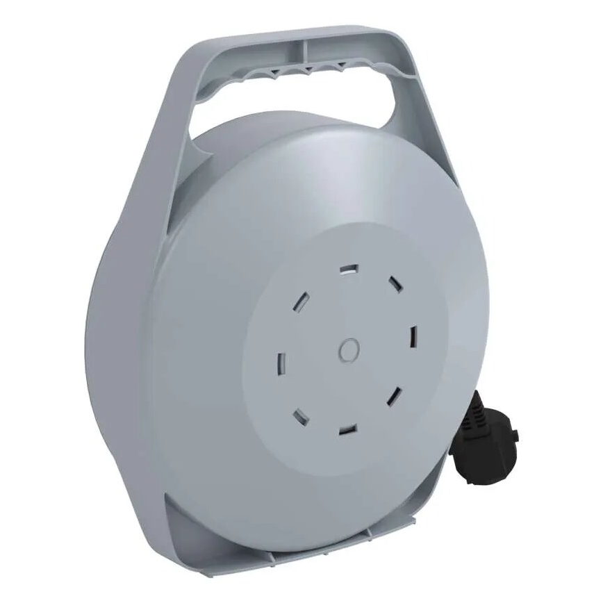 Avvolgicavo con 4 prese, 10 m, grigio/rosso