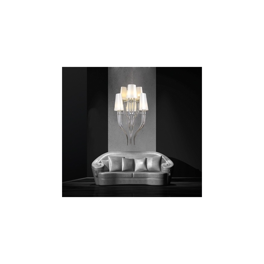 Azzardo AZ0173 - Lampadario su catena DIABLO 12xE14/11W/230V bianco