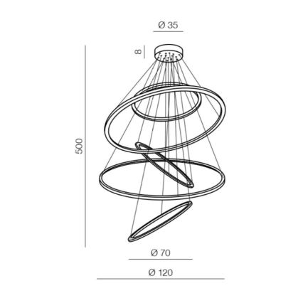 Azzardo AZ3137 - Lampadario LED dimmerabile su corda WHEEL LED/190W/230V nero