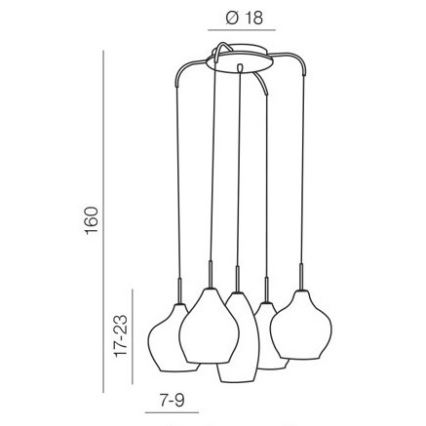 Azzardo AZ3172 - Lampadario a sospensione con filo MILANO 5xG9/40W/230V