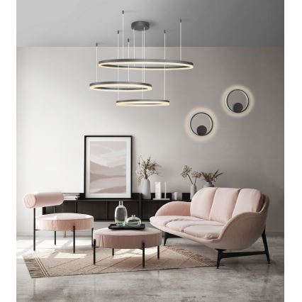 Azzardo AZ4707 - Lampadario a cavo LED HALO LED/130W/230V nero