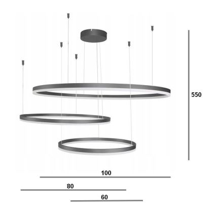 Azzardo AZ4707 - Lampadario a cavo LED HALO LED/130W/230V nero