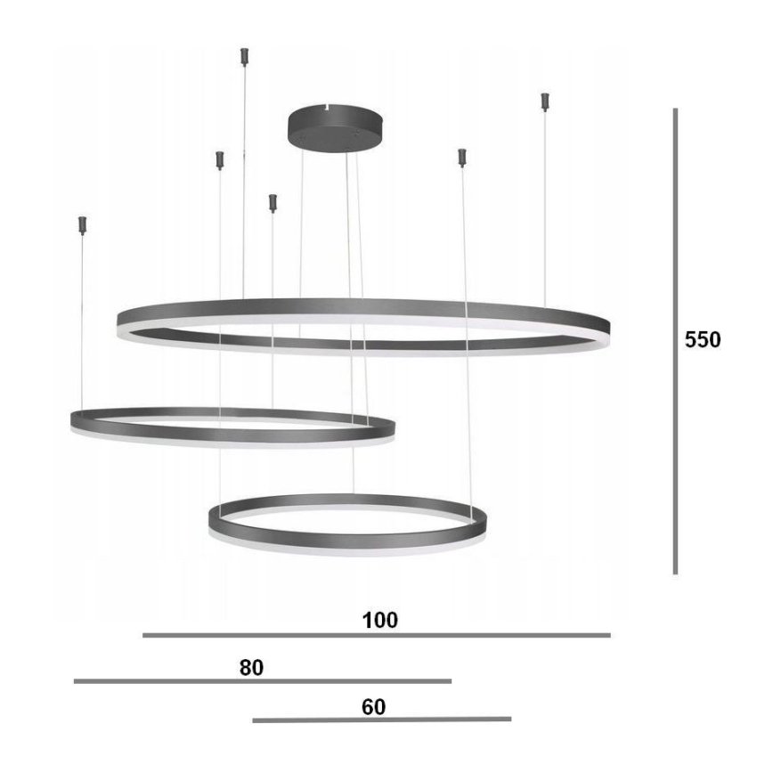 Azzardo AZ4707 - Lampadario a cavo LED HALO LED/130W/230V nero