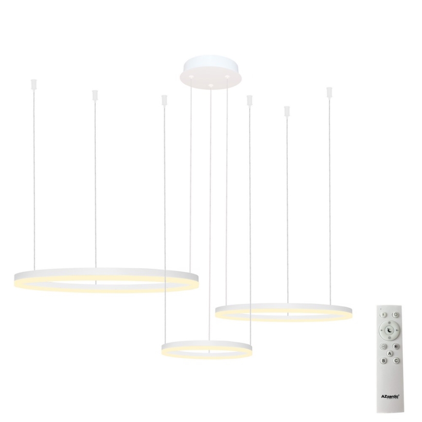 Azzardo AZ4971 - Lampadario a sospensione con filo LED dimmerabile HALO LED/120W/230V bianco + telecomando