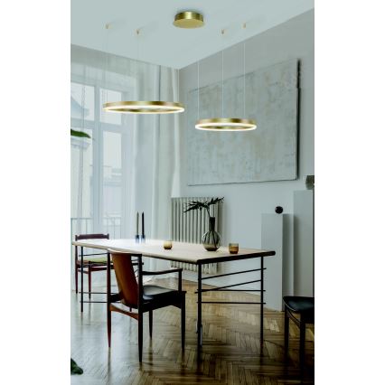 Azzardo AZ4979 - Lampadario a sospensione con filo LED dimmerabile HALO LED/90W/230V oro + telecomando