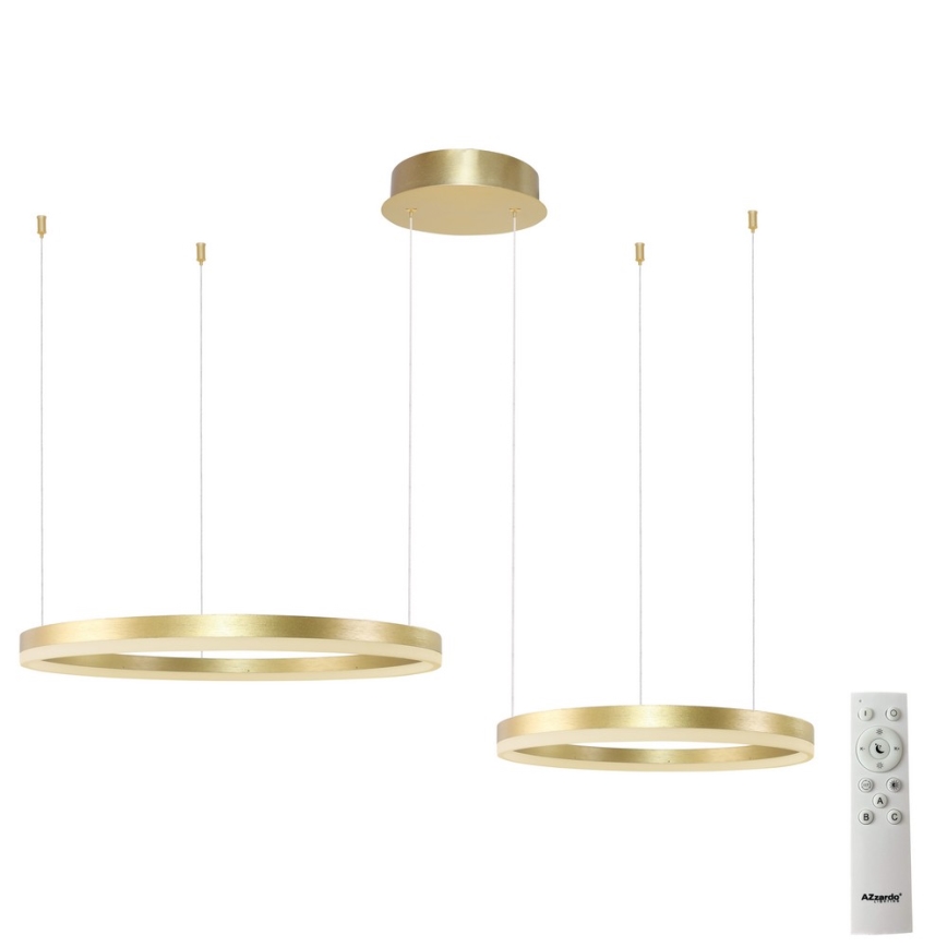 Azzardo AZ4979 - Lampadario a sospensione con filo LED dimmerabile HALO LED/90W/230V oro + telecomando