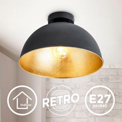 B.K. Licht 1322 - Plafoniera 1xE27/60W/230V nero/oro