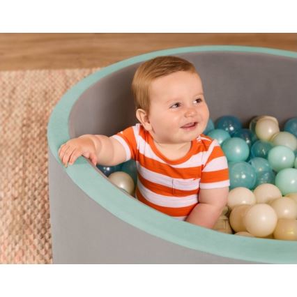 B-Toys - Piscina a secco per bambini con palline diametro 89 cm grigio/turchese