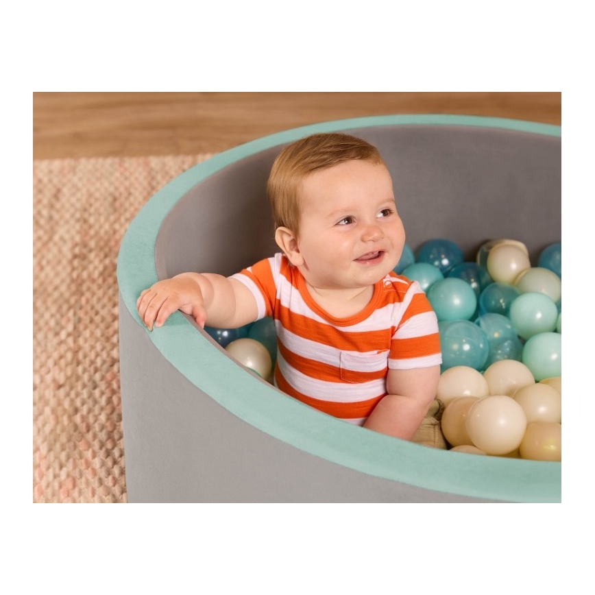 B-Toys - Piscina a secco per bambini con palline diametro 89 cm grigio/turchese