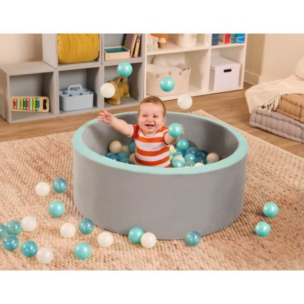 B-Toys - Piscina a secco per bambini con palline diametro 89 cm grigio/turchese
