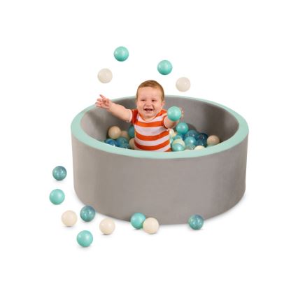 B-Toys - Piscina a secco per bambini con palline diametro 89 cm grigio/turchese