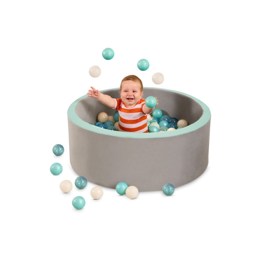 B-Toys - Piscina a secco per bambini con palline diametro 89 cm grigio/turchese