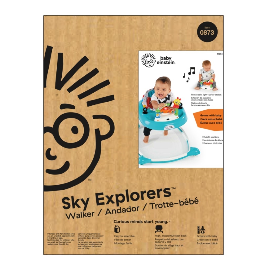 Baby Einstein - Passeggino per bambini SKY EXPLORERS WALKER 3xAA