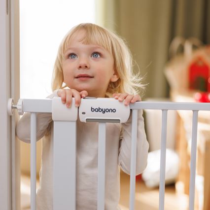 BabyOno - Cancello di sicurezza regolabile 75-96 cm, bianco