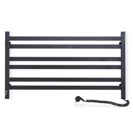 Radiatore scaldasalviette da bagno AVANGARD Square con termostato, 316 W / 230 V, 50,6 cm, IP44, nero, lato destro