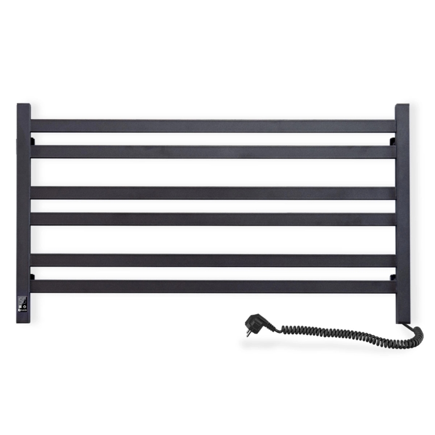 Radiatore scaldasalviette da bagno AVANGARD Square con termostato, 316 W / 230 V, 50,6 cm, IP44, nero, lato destro