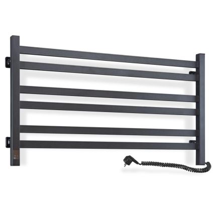 Radiatore scaldasalviette da bagno AVANGARD Square con termostato, 316 W / 230 V, 50,6 cm, IP44, nero, lato destro