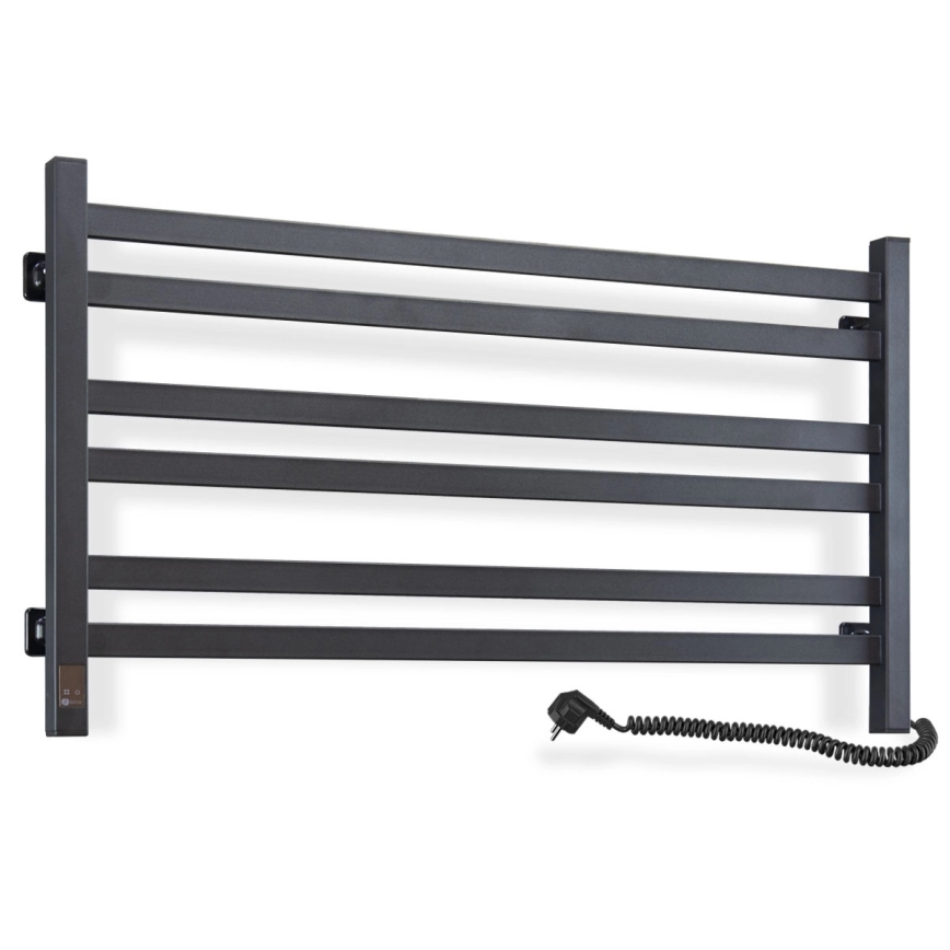 Radiatore scaldasalviette da bagno AVANGARD Square con termostato, 316 W / 230 V, 50,6 cm, IP44, nero, lato destro