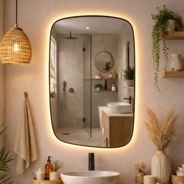 Baltica Design - LED Specchio da parete per bagno con retroilluminazione STONE CALM LED/15W/230V 2700K 90x60 cm IP65 nero