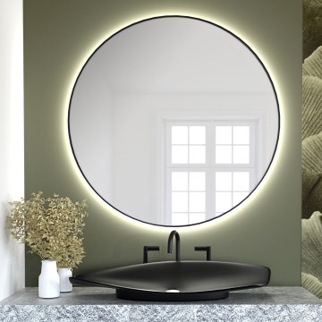 Baltica Design - Specchio da bagno a parete retroilluminato a LED BRIGHT LED/15W/230V 3000K Ø 100 cm IP65 nero