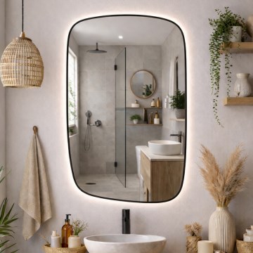 Baltica Design - Specchio da parete per bagno con retroilluminazione LED STONE CALM LED/15W/230V 4500K 90x60 cm IP65 nero