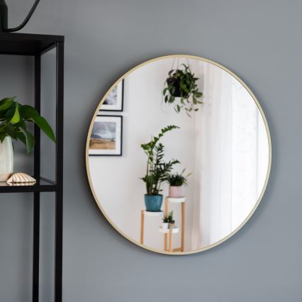 Baltica Design - Specchio da parete per bagno con illuminazione a LED integrata BRIGHT LED/15W/230V 4500K Ø 80 cm IP65, finitura oro