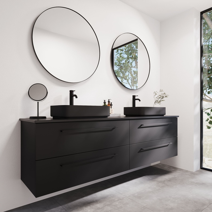 BATH DELUXE 01-080-09-02-00 - Specchio da bagno BORGSTED diametro 80 cm nero