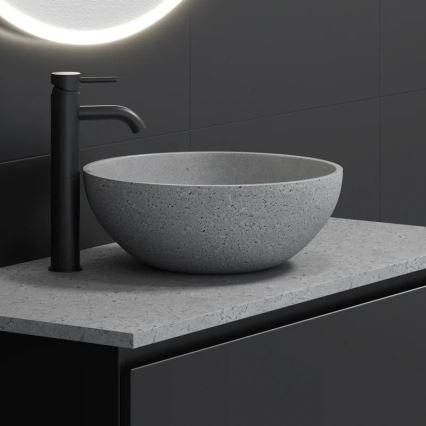 BATH DELUXE 06-039-19-23-00 - Lavabo da appoggio BERGEN Ø 39 cm cemento/grigio