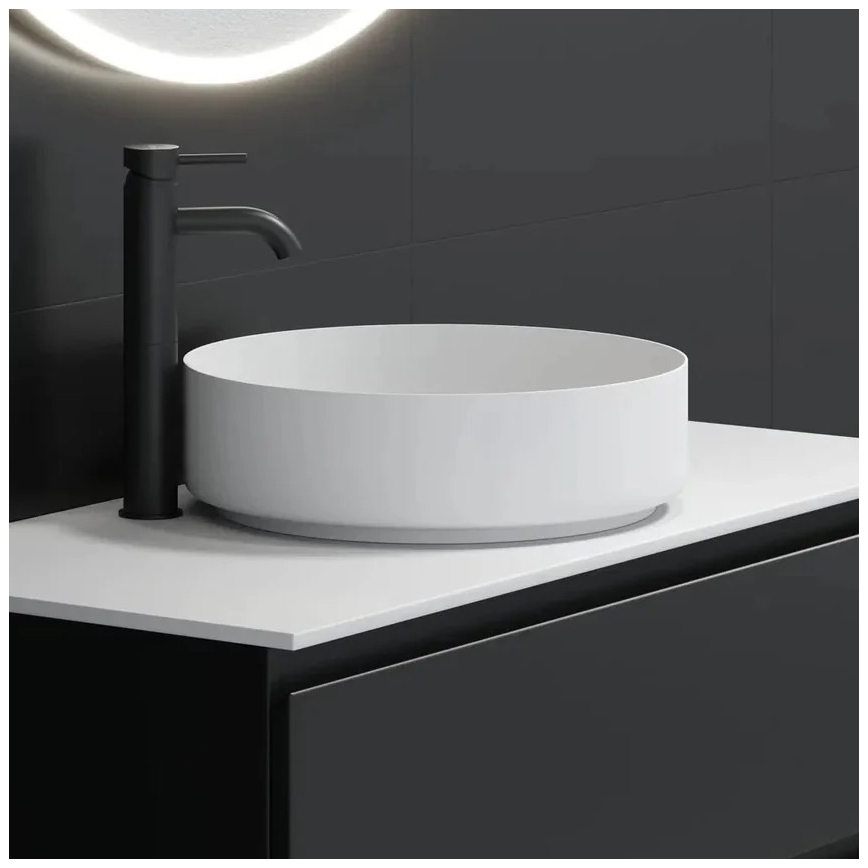 BATH DELUXE 06-040-16-01-00 - Lavabo da appoggio LJORDAL Ø 40 cm acciaio inossidabile/bianco opaco