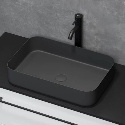 BATH DELUXE 06-052-18-02-00 - Lavabo da appoggio LJORDAL 52x34 cm acciaio inossidabile/nero opaco