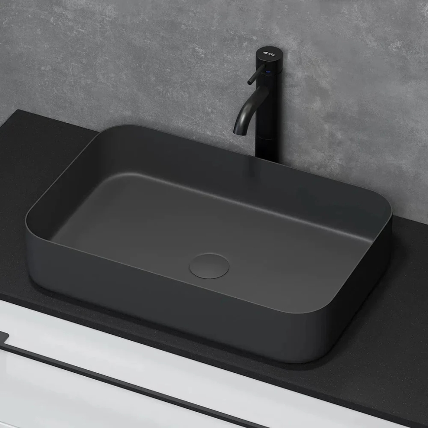 BATH DELUXE 06-052-18-02-00 - Lavabo da appoggio LJORDAL 52x34 cm acciaio inossidabile/nero opaco