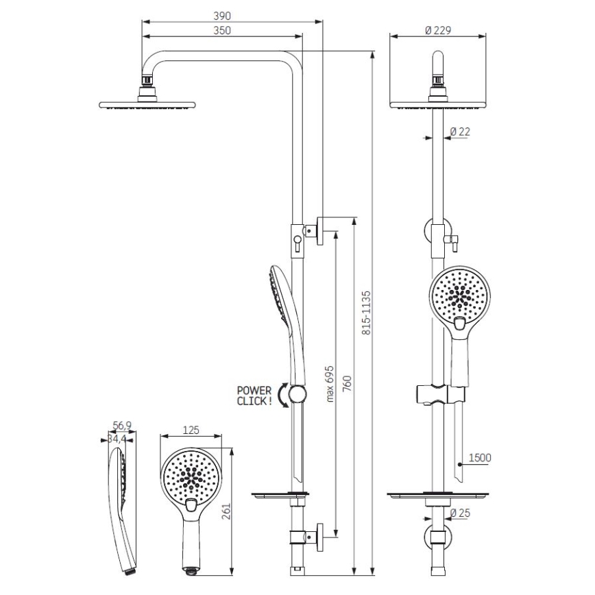 BATH DELUXE 31-120-02-02-00 - Set da doccia MARTOFTE opaco nero