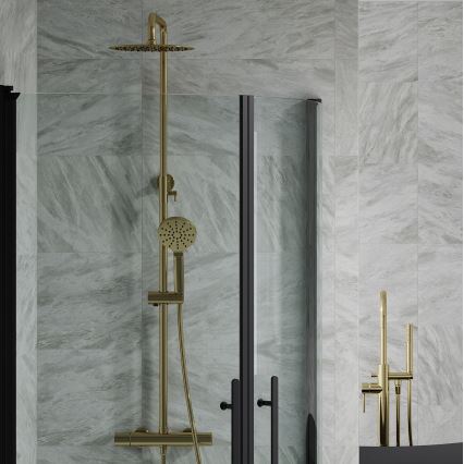 BATH DELUXE 31-120-05-70-00 - Set doccia con rubinetto termostatico DRAGOR ottone spazzolato