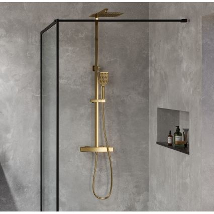 BATH DELUXE 31-120-06-70-00 - Set doccia con rubinetto termostatico NAESBY pettinato ottone