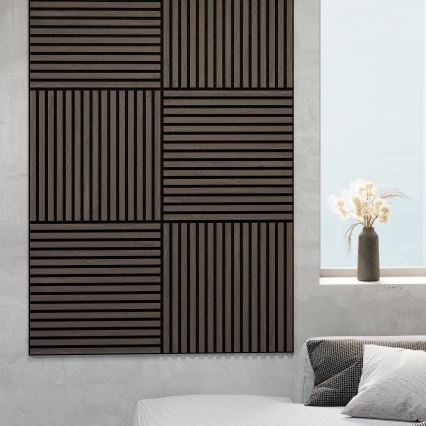 BATH DELUXE 54-060-08-84-12 - SET 4x Pannello acustico a parete DANVIKEN 60x60 cm noce