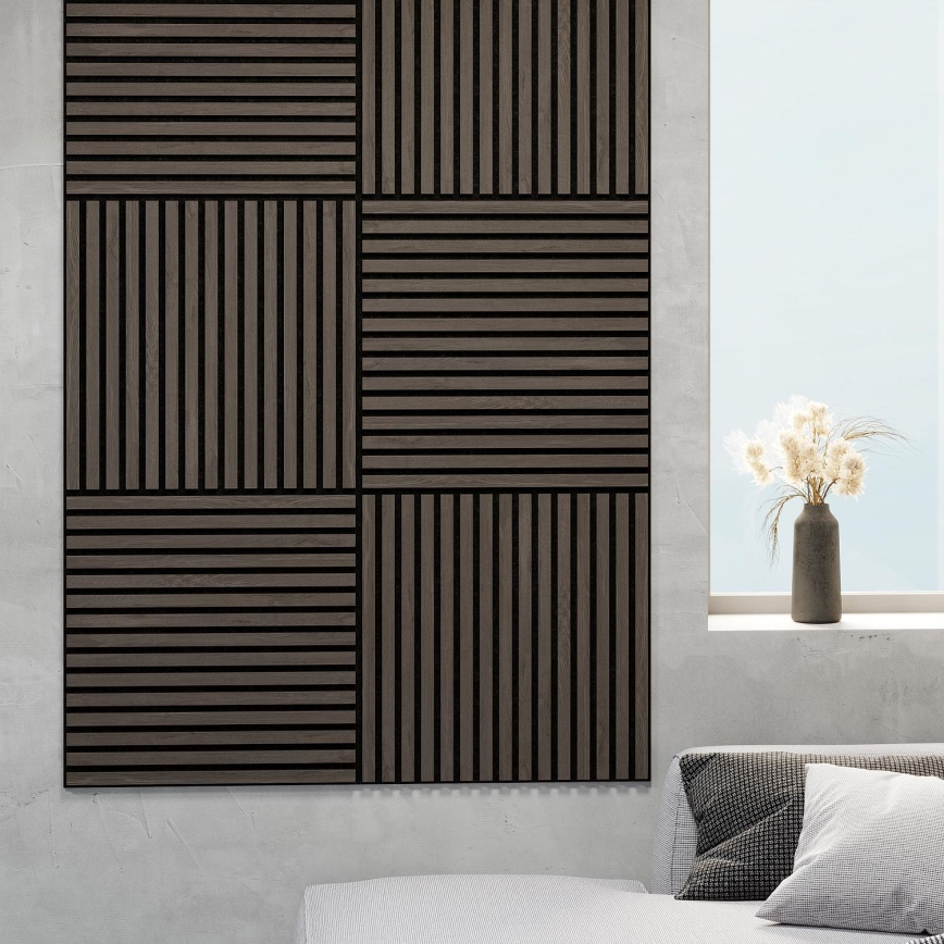 BATH DELUXE 54-060-08-84-12 - SET 4x Pannello acustico a parete DANVIKEN 60x60 cm noce