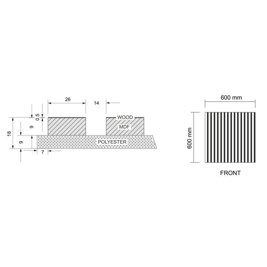 BATH DELUXE 54-060-08-84-12 - SET 4x Pannello acustico a parete DANVIKEN 60x60 cm noce