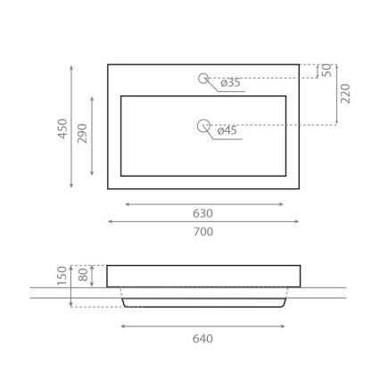 Bathco 0023 - Lavabo da incasso MANCHESTER 70x45 cm in porcellana/bianco