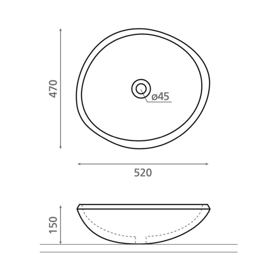 Bathco 00393 - Lavabo da appoggio RIO 52x47 cm pietra/grigio