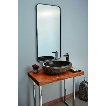 Bathco 00393 - Lavabo da appoggio RIO 52x47 cm pietra/grigio