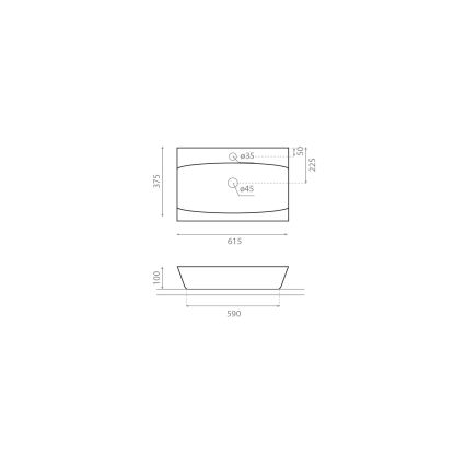 Bathco 0041 - Lavabo da appoggio SARDINERO 61,5x37,5 cm porcellana/bianco