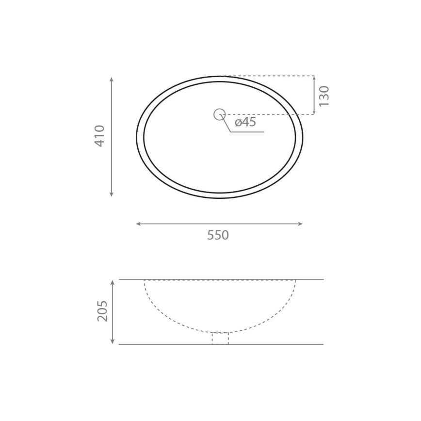Bathco 0053 - Lavabo da incasso ANCONA 55x41 cm porcellana/bianco