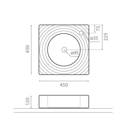 Bathco 0081 - Lavabo da appoggio GOTA 45x45 cm porcellana/bianco