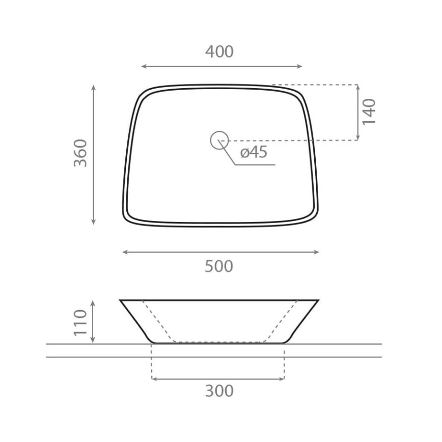 Bathco 0091 - Lavabo da appoggio ANABEL 50x36 cm porcellana/bianco