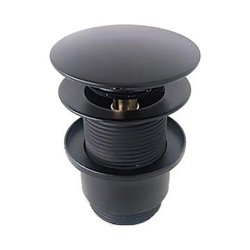 Bathco 0212NE - Piletta per lavabo senza troppopieno CLICK-CLACK, Ø 6 cm, nero opaco