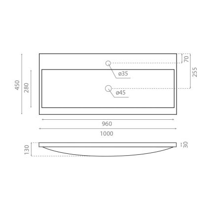 Bathco 0506 - Lavabo da incasso MANHATTAN 100x45 cm resina/bianco