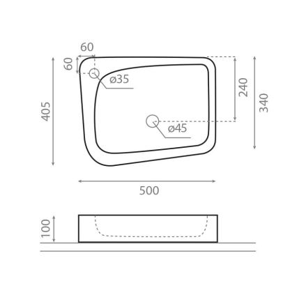 Bathco 4001 - Lavabo da appoggio ARAGON 50 x 40,5 cm in porcellana, bianco