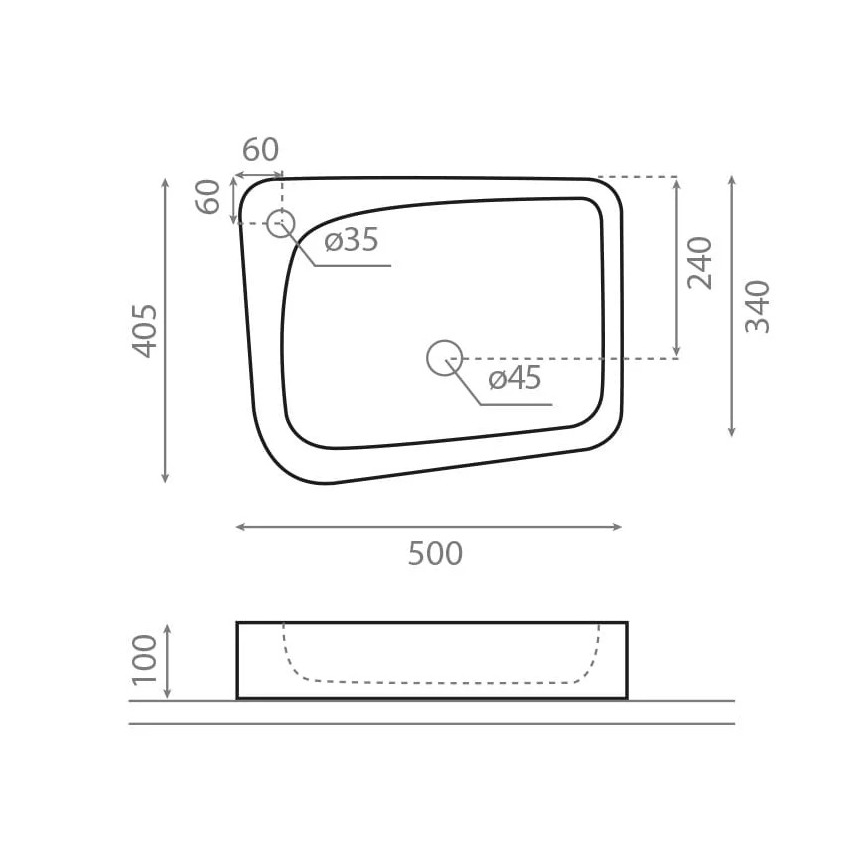 Bathco 4001 - Lavabo da appoggio ARAGON 50 x 40,5 cm in porcellana, bianco