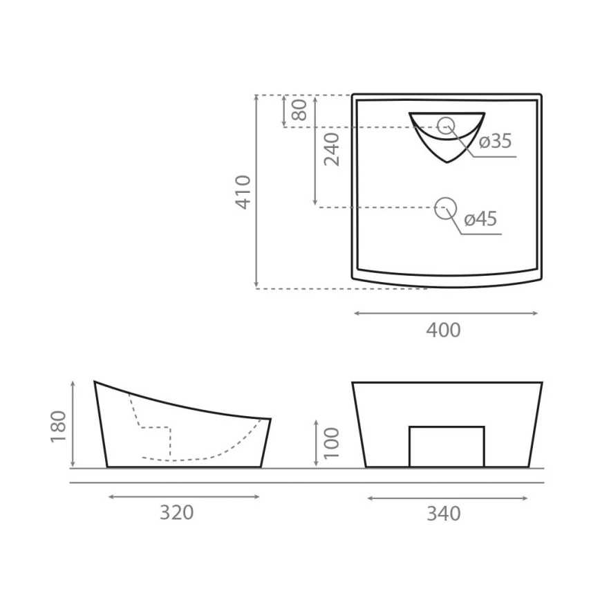 Bathco 4002 - Lavabo da appoggio SORIA 40x41 cm porcellana/bianco
