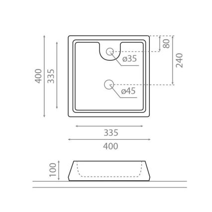 Bathco 4003 - Lavabo da appoggio GALICIA 40x40 cm in porcellana/bianco